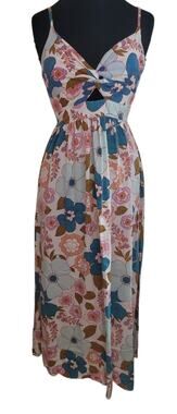 VTG Angie Floral Cutout Maxi Dress Cottagecore Y2K S Boho Prairie Delicate Flowy